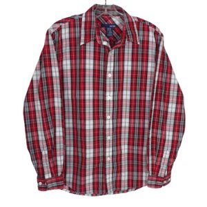 Big Boys Long Sleeve Red Plaid Button Down Shirt / Size XL